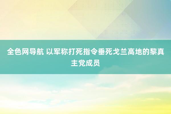 全色网导航 以军称打死指令垂死戈兰高地的黎真主党成员