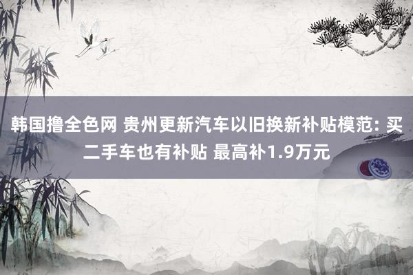 韩国撸全色网 贵州更新汽车以旧换新补贴模范: 买二手车也有补贴 最高补1.9万元
