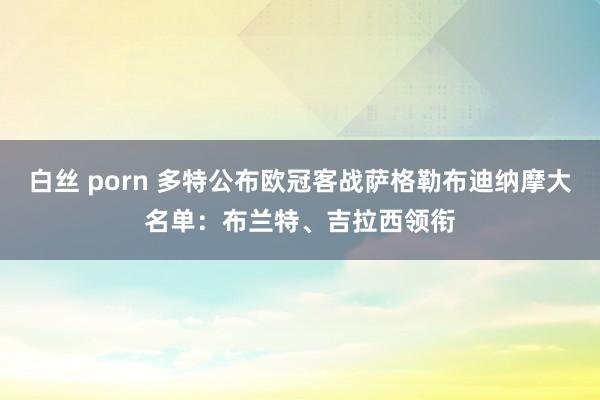 白丝 porn 多特公布欧冠客战萨格勒布迪纳摩大名单：布兰特、吉拉西领衔