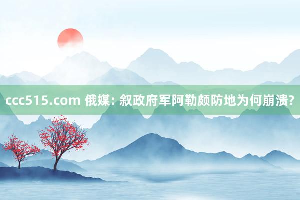 ccc515.com 俄媒: 叙政府军阿勒颇防地为何崩溃?