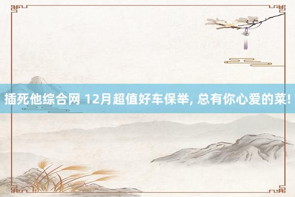 插死他综合网 12月超值好车保举， 总有你心爱的菜!
