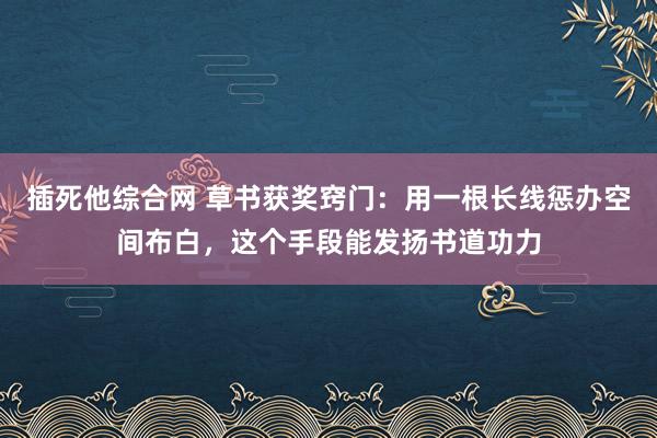 插死他综合网 草书获奖窍门：用一根长线惩办空间布白，这个手段能发扬书道功力