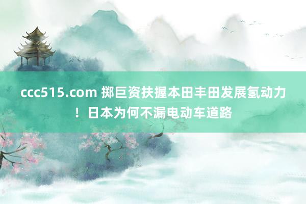 ccc515.com 掷巨资扶握本田丰田发展氢动力！日本为何不漏电动车道路