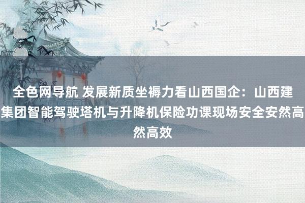 全色网导航 发展新质坐褥力看山西国企：山西建投集团智能驾驶塔机与升降机保险功课现场安全安然高效
