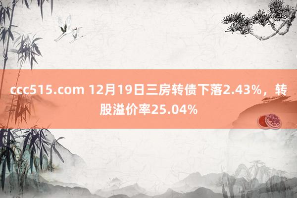 ccc515.com 12月19日三房转债下落2.43%，转股溢价率25.04%