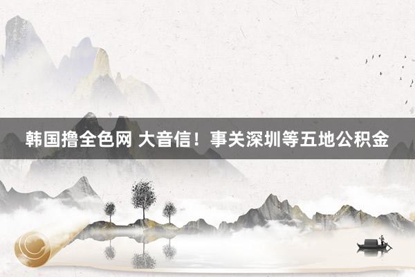 韩国撸全色网 大音信！事关深圳等五地公积金