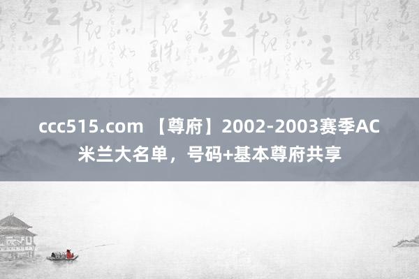 ccc515.com 【尊府】2002-2003赛季AC米兰大名单，号码+基本尊府共享