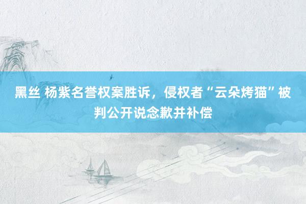黑丝 杨紫名誉权案胜诉，侵权者“云朵烤猫”被判公开说念歉并补偿