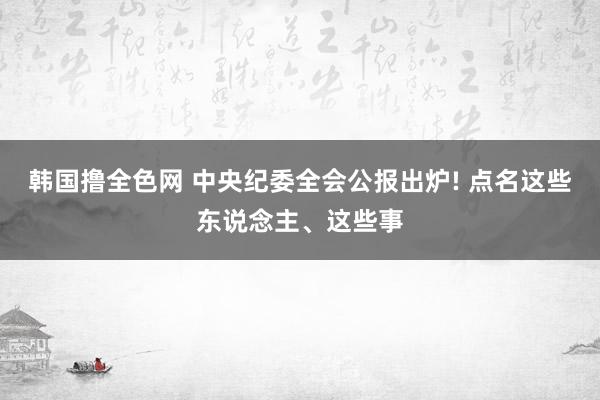 韩国撸全色网 中央纪委全会公报出炉! 点名这些东说念主、这些事