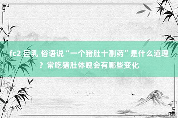 fc2 巨乳 俗语说“一个猪肚十副药”是什么道理？常吃猪肚体魄会有哪些变化