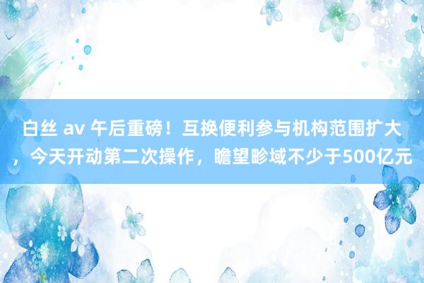 白丝 av 午后重磅！互换便利参与机构范围扩大，今天开动第二次操作，瞻望畛域不少于500亿元