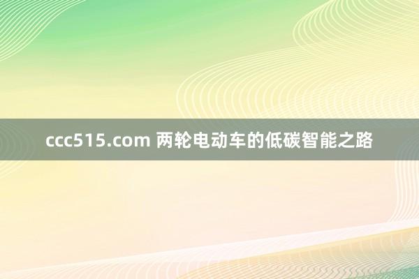 ccc515.com 两轮电动车的低碳智能之路